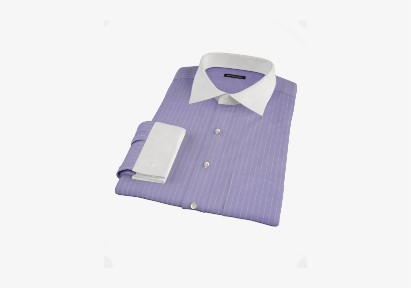 Purple White Pinstripe Men's Dress Shirt - Shirt, transparent png download