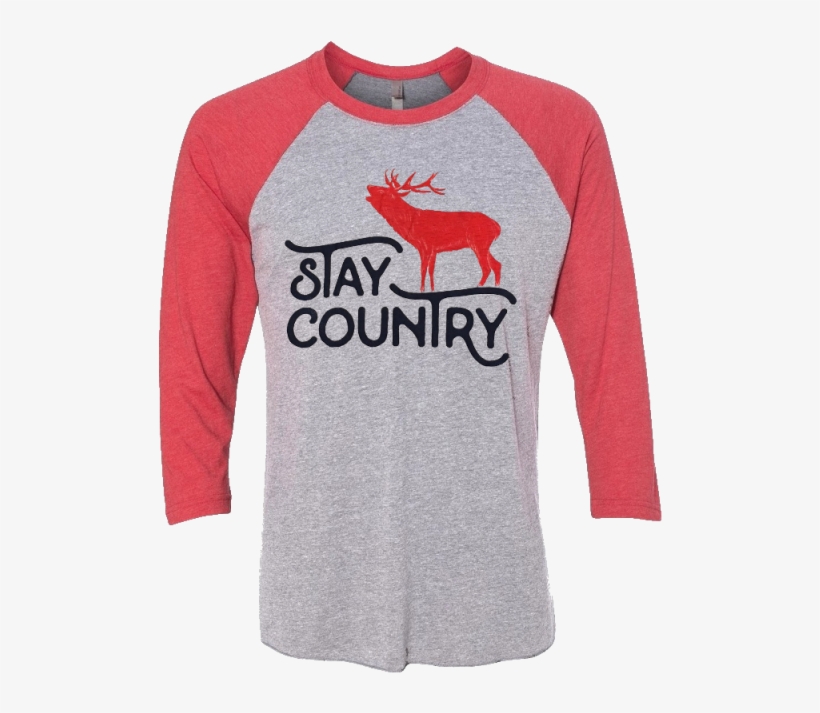 Unisex Heather Grey And Red Raglan - Mens Raglan Country Shirt, transparent png download