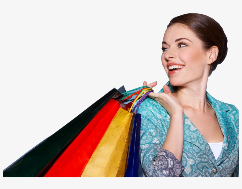 Young Woman With Colorful Shopping Bags - Girl With Shopping Bags Png, transparent png download