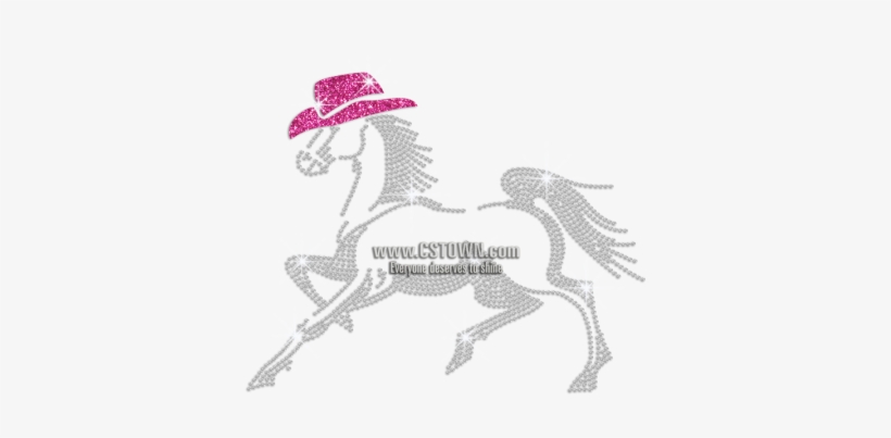Running Horse With Cowboy Hat Iron On Rhinestone - Horse, transparent png download