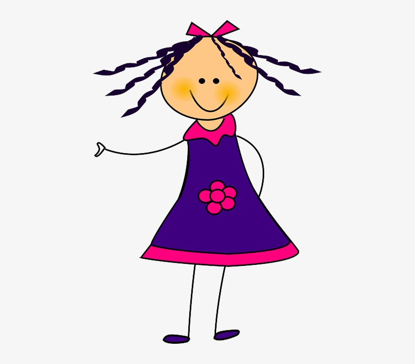 Menina, Vestido, Ribon, Flor, Sorriso, Purple, Rosa - Doll Clip Art, transparent png download