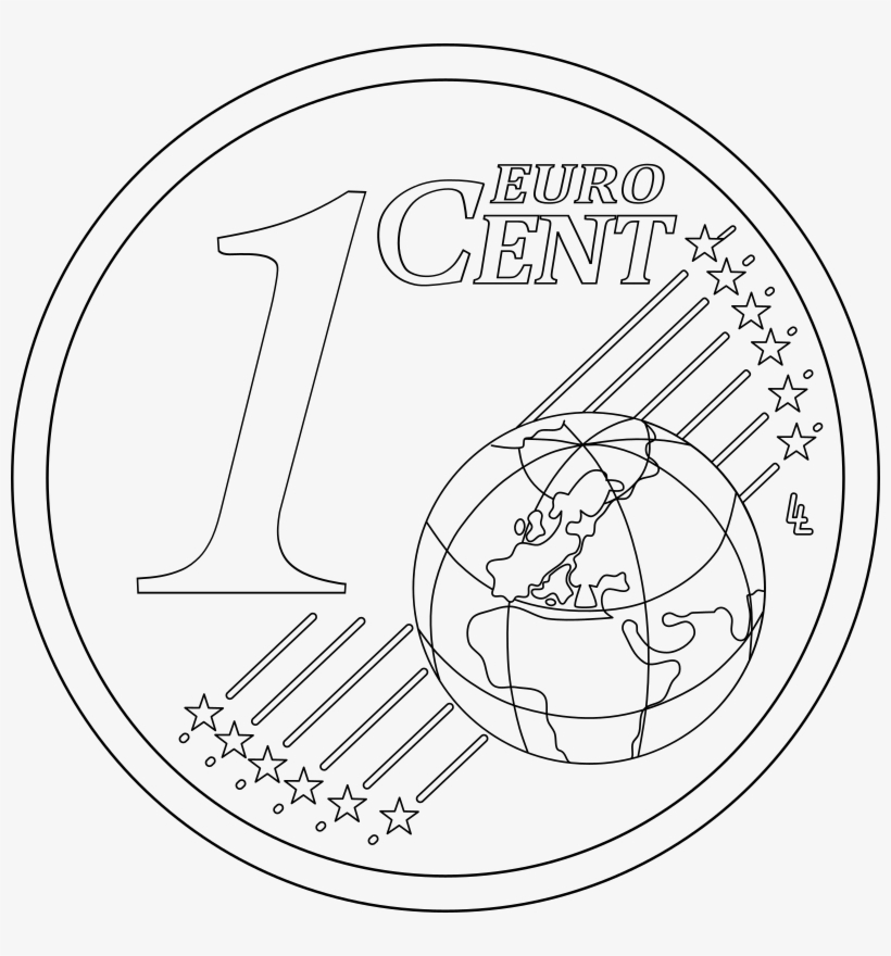 Clip Freeuse Download Penny Cent Euro Clip - 1 Cent Coin Black And White, transparent png download