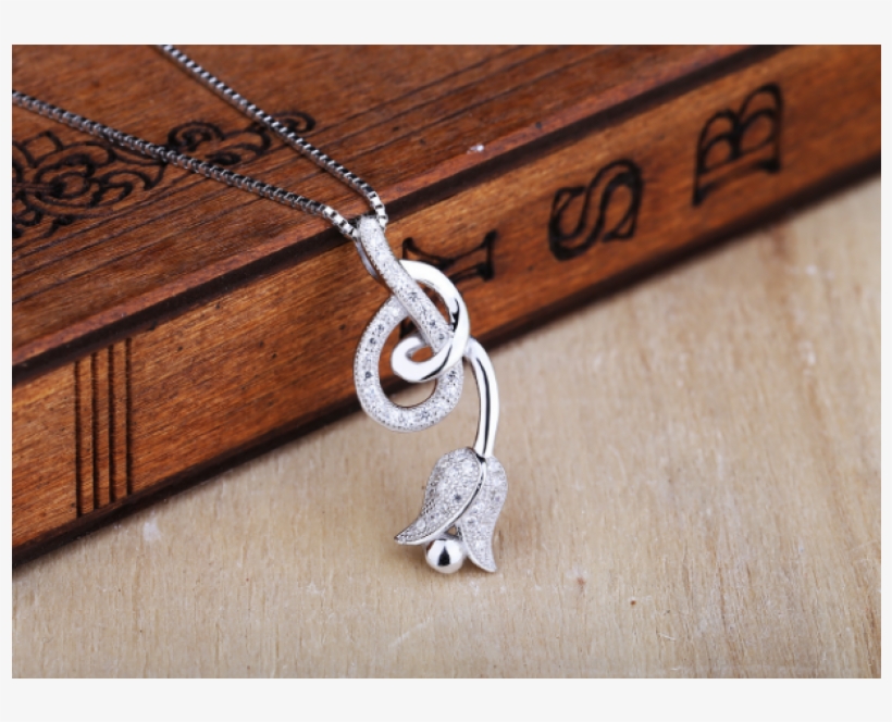 Woman Fashion Silver Hanging Rose Design Pendant N-01s - Pendant, transparent png download