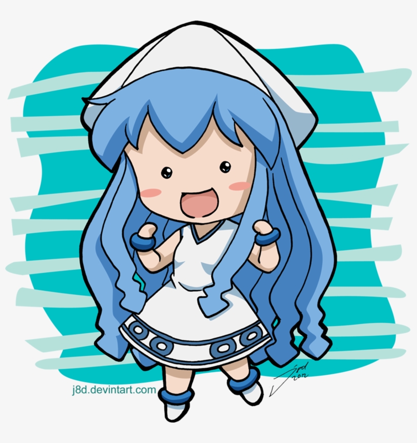 Squid Clipart Head - Cute Chibi Squid Girl, transparent png download