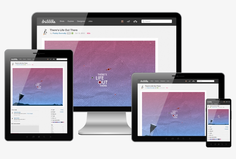 Four Devices Showing The Same Image, But Those Images - Responsive Website Examples Png, transparent png download