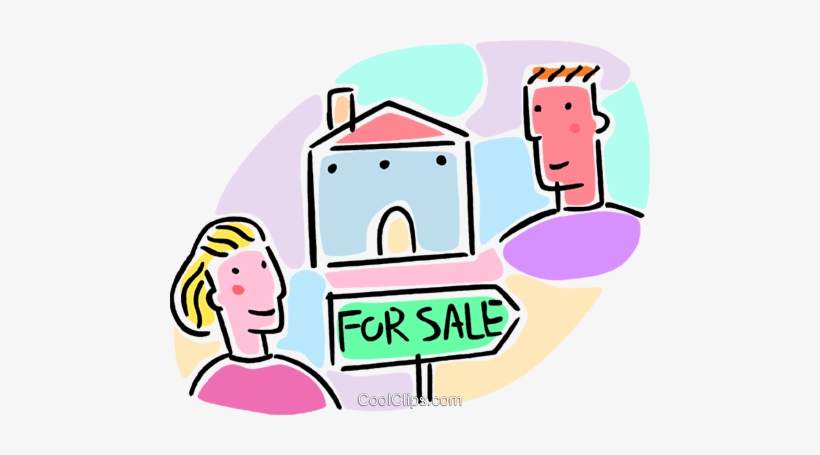 House For Sale With Man And Woman Royalty Free Vector, transparent png download
