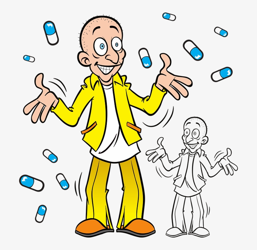 Man, Pills, Drug, Person, Male, Dance, Xtc, Addiction - Drugged Out Cartoon Man, transparent png download