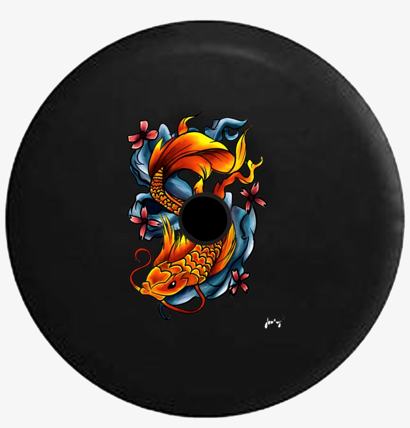 Jeep Wrangler Jl Backup Camera Day Koi Fish Tattoo - Spare Tire, transparent png download