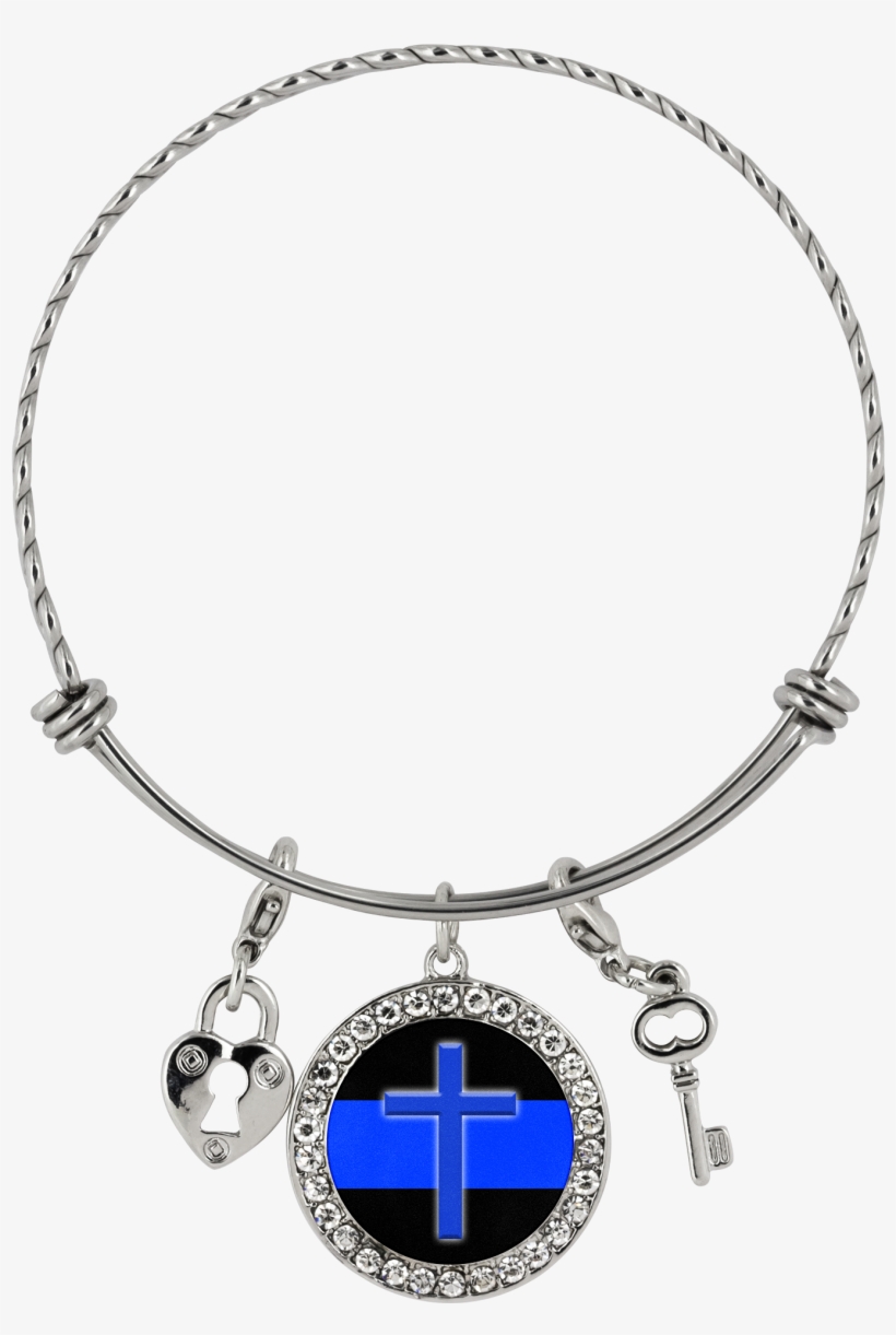 Thin Blue Line Cross Bracelet - Bracelet, transparent png download