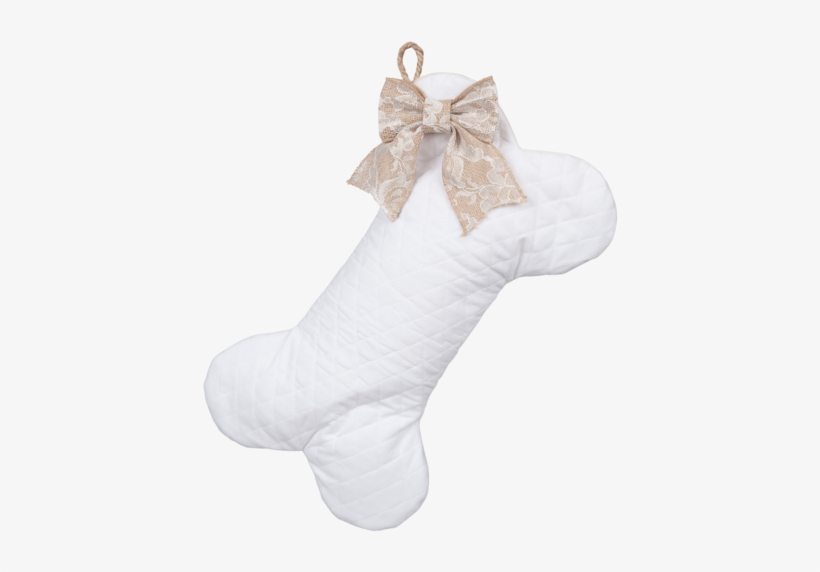 White Quilted Dog Bone Stocking With Optional Burlap - Dog, transparent png download