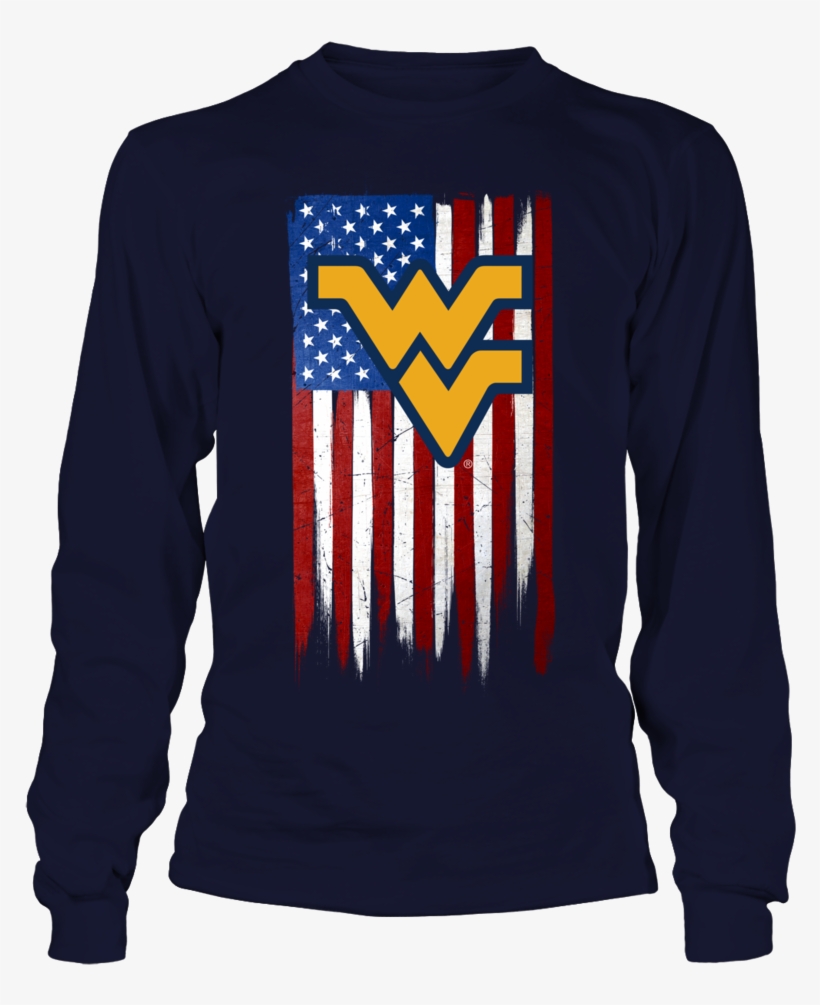West Virginia Mountaineers Grunge American Flag Shirt - Just A Small Town Girl Png, transparent png download
