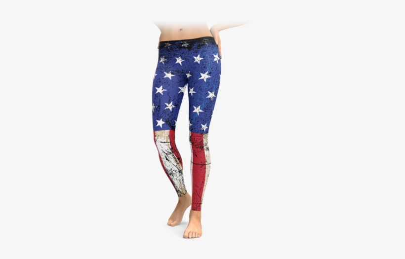 Grunge American Flag Leggings - Clothing, transparent png download
