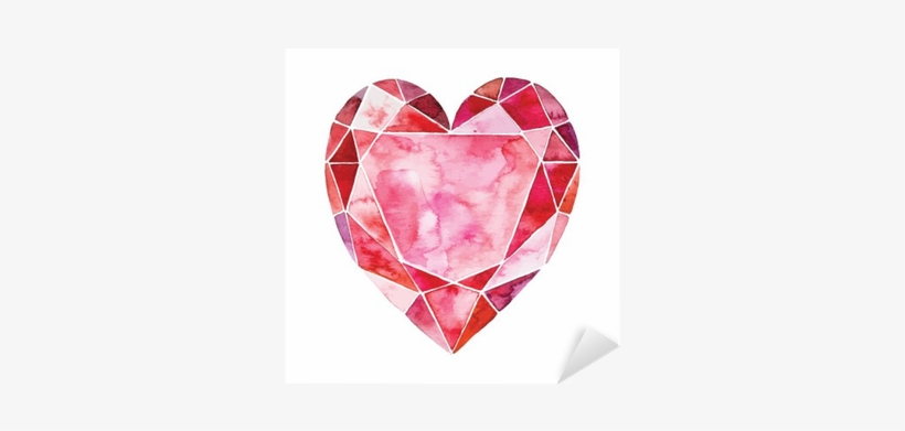 Watercolor Illustration Of Heart In The Form Of A Diamond - Illustration, transparent png download