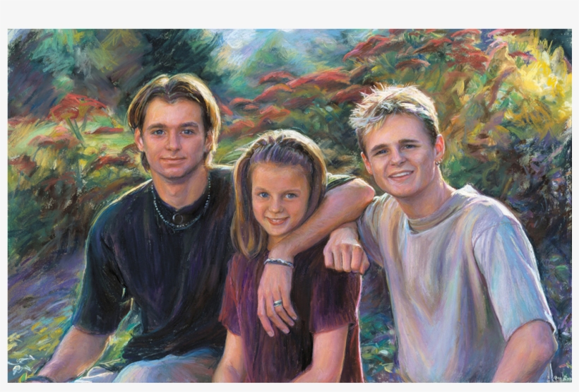 The Crouse Children, 35" X 44" Pastel Portrait On Paper - Friendship, transparent png download