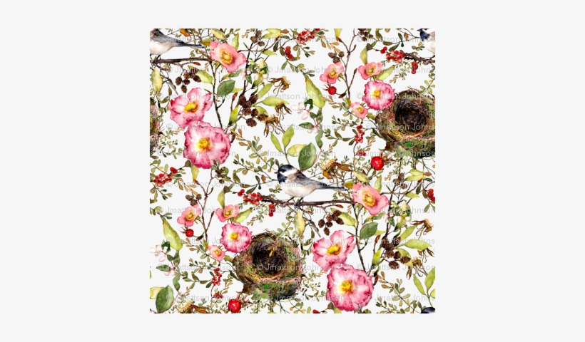Chickadee With Nest Watercolor On White - Made In Skandia, transparent png download