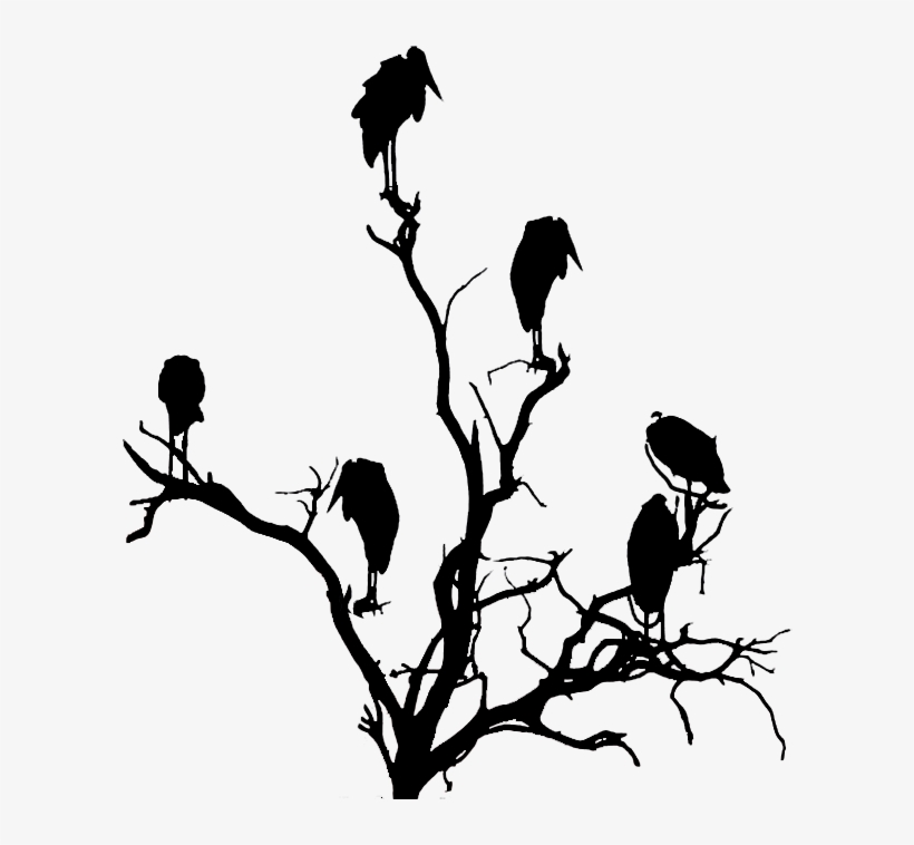 Vultures In A Tree Silhouette Halloween Art Ideas - Silhouette Tree Transparent Clipart, transparent png download
