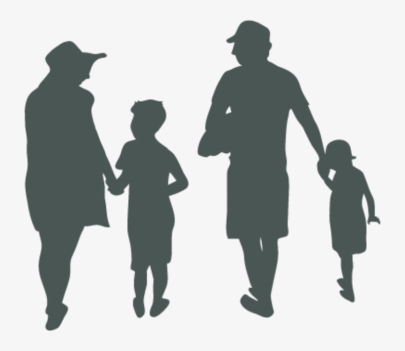 Silhuouette Of Two Adults And Two Children Holding - Grand Canyon Silhouette, transparent png download
