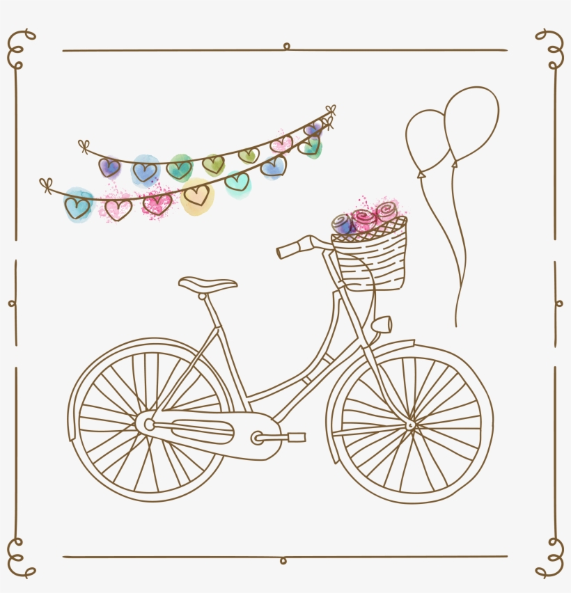 Clipart Bicycle Watercolor - Happy Bike Drawing, transparent png download