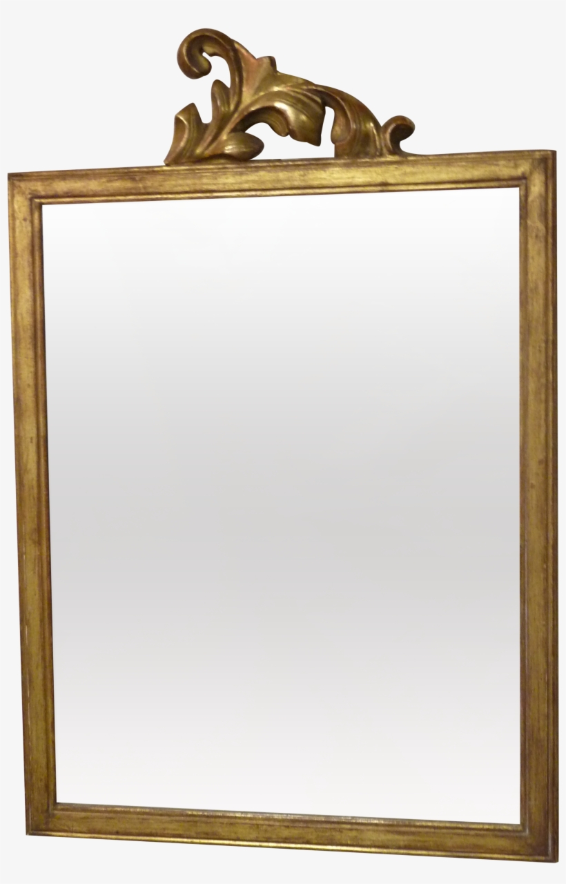 Simple Gold Leafed Frame With Carved Rococo Flourish, - Mirror, transparent png download