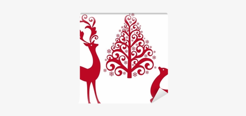 Reindeer With Christmas Tree, Vector Wall Mural • Pixers® - Augmented Reality Code Christmas Card, transparent png download