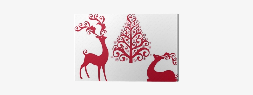 Reindeer With Christmas Tree, Vector Canvas Print • - Qr Code Christmas Tree, transparent png download
