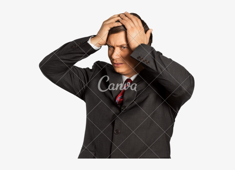 Stressed Out Businessman With Hands On Head - Businessperson, transparent png download