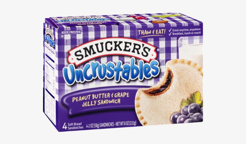 Smucker's Uncrustables Peanut Butter & Grape Jelly - Uncrustables Grape, transparent png download