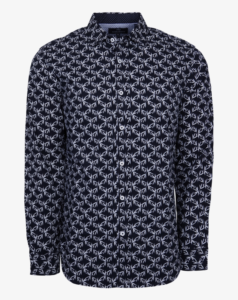 Bamboo Leaves Shirt - Fred Perry Navy Polka Dot Shirt, transparent png download