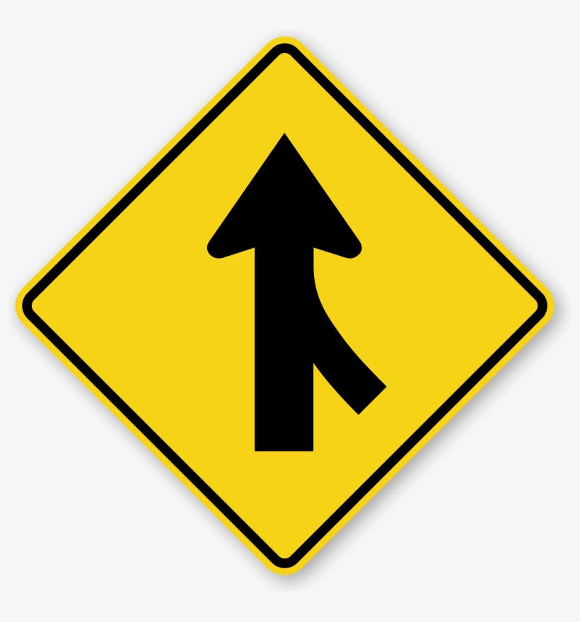 Merge Signs Are Always Necessary To Pay Attention To - Merging Lane Ahead Sign, transparent png download