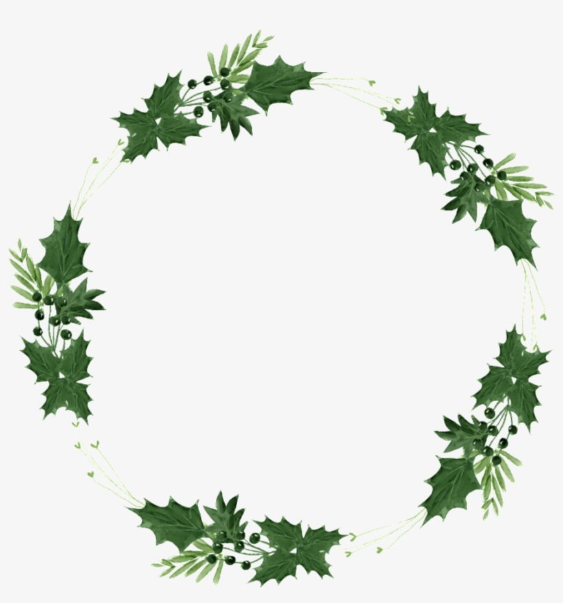 Hand Painted Green Leaf Wreath Png Transparent - Leaf, transparent png download