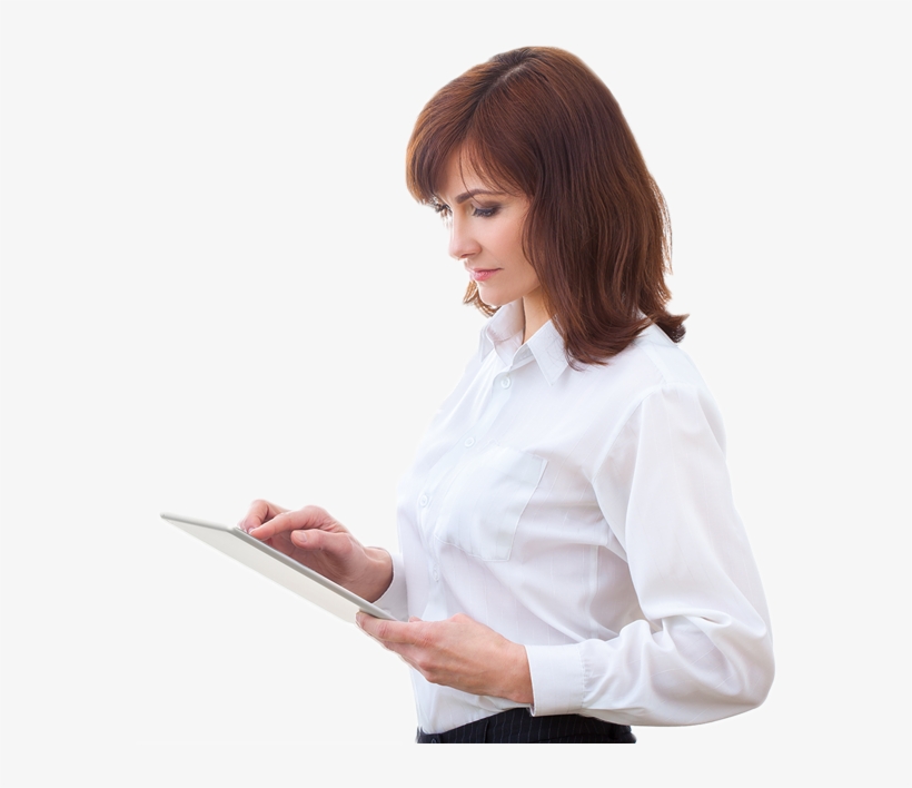 Woman With A Tablet - Woman With Ipad Png, transparent png download