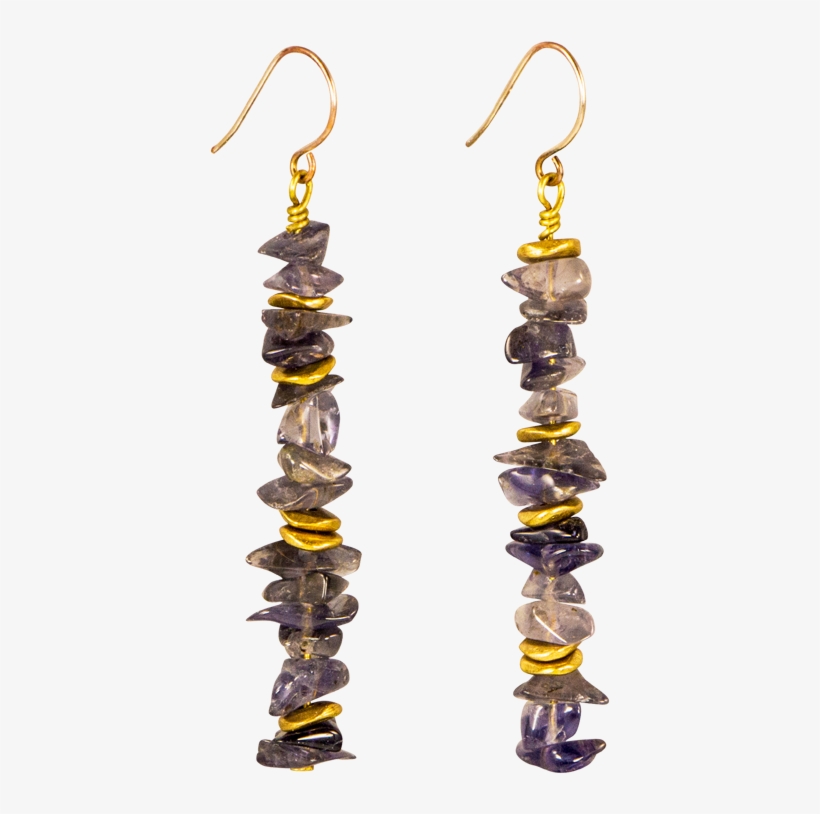 Iolite Chips With Brass Accents Earrings - Earrings, transparent png download