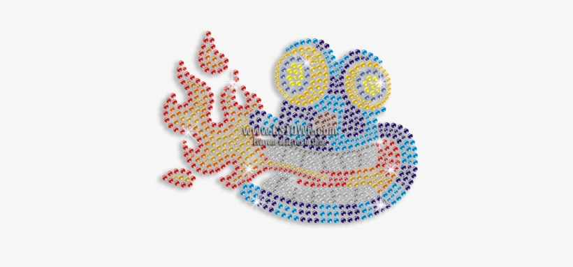 Funny Frog Breathing Fire Hot Fix Rhinestone Transfer - Cross-stitch, transparent png download