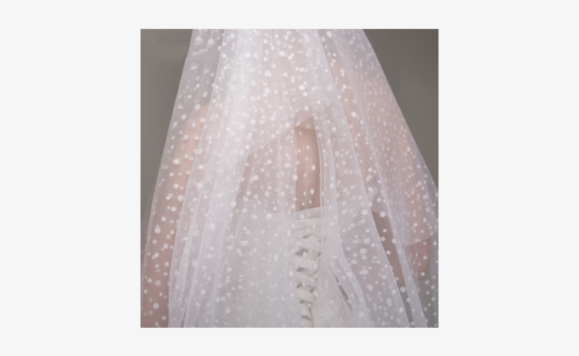 Romantic Sequins Polka Dot White Tulle Chapel Length - Chapel Length Veil Polka Dot, transparent png download