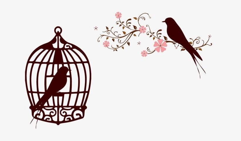 Caged Bird Png Transparent Image - Floral Bird Cage Clipart, transparent png download