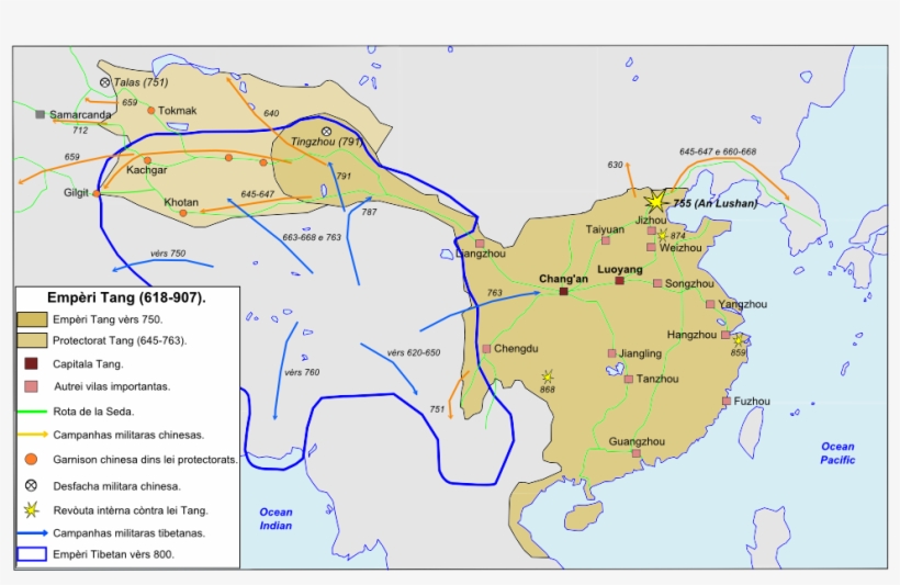 Empèri Tang - Map, transparent png download