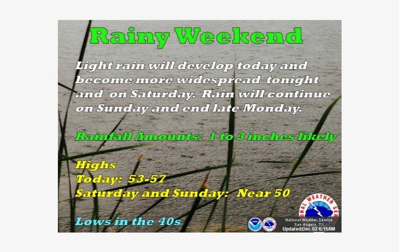 Rain Moves Into The Concho Valley Friday, Expected - National Weather Service, transparent png download