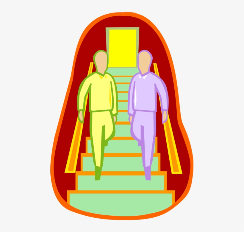 Vector Illustration Of Men Walk Down Flight Of Stairs - Dialogue Hotel En Anglais, transparent png download