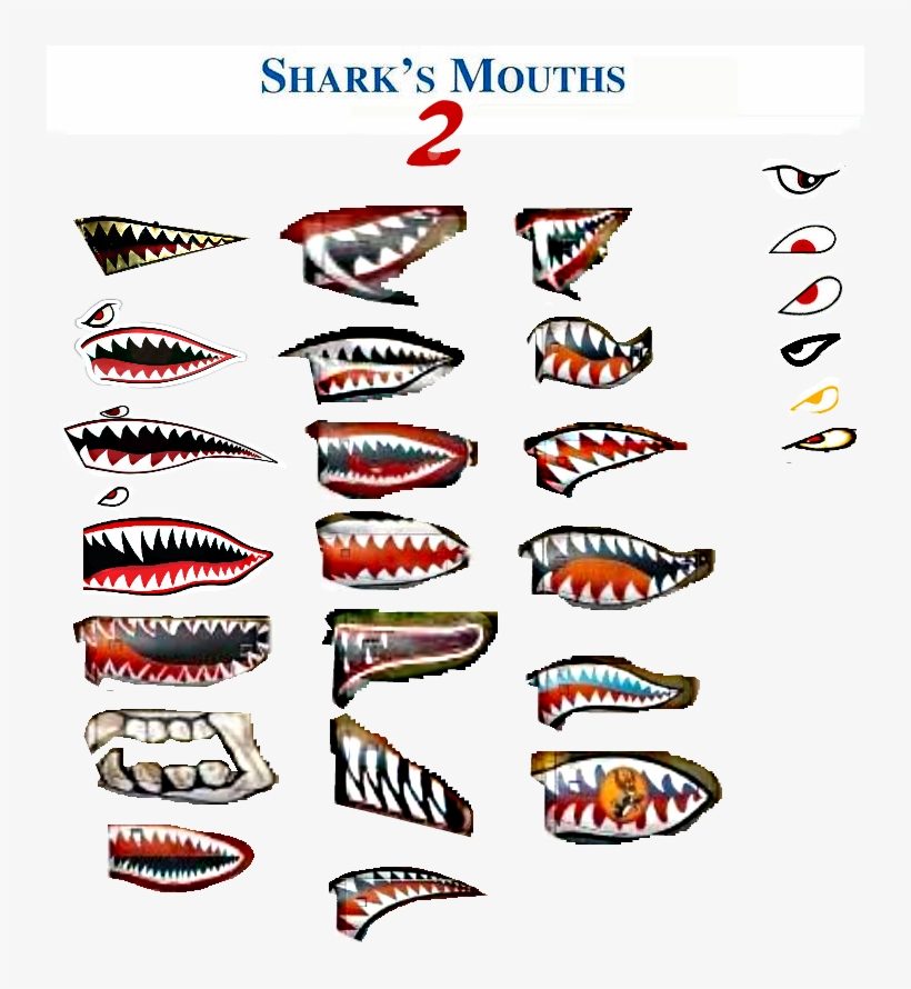 Part Two All The Shark Mouths I Could Find Used On - Tamco Recon Decal Set, transparent png download