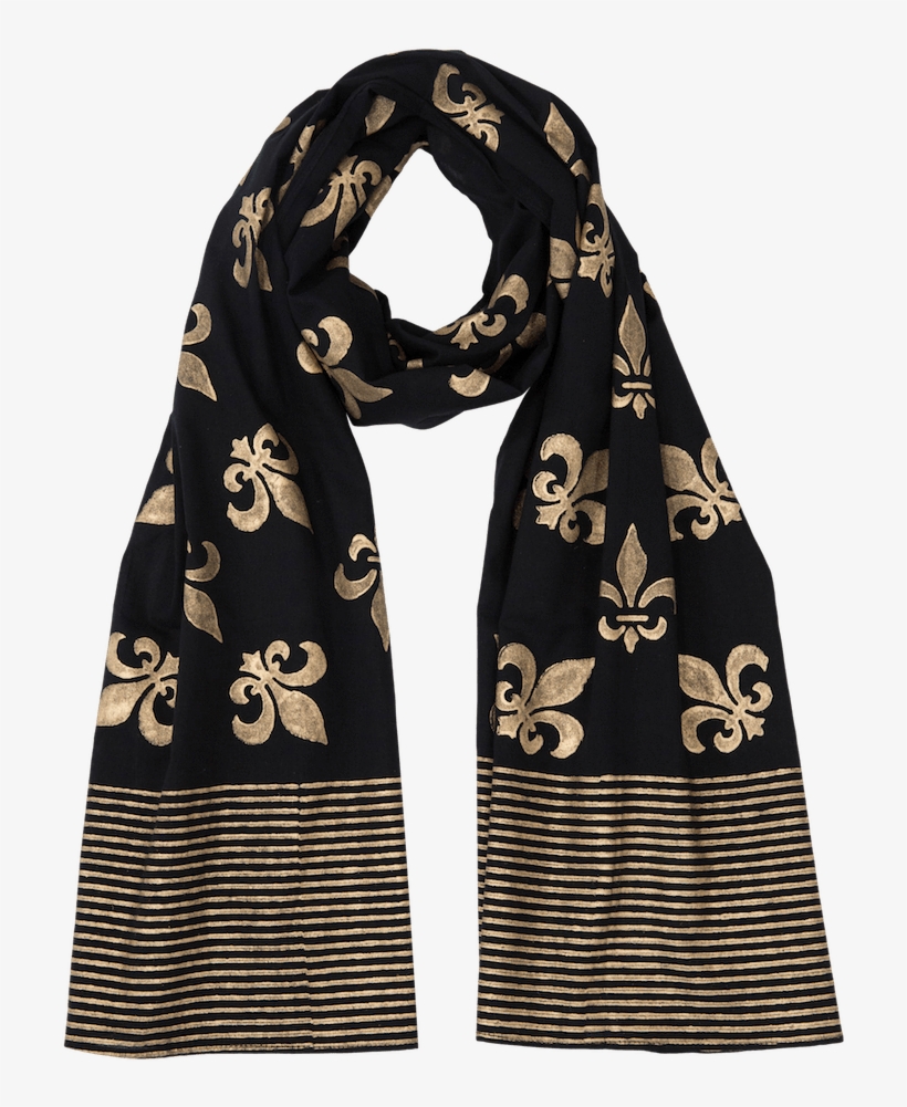 Fleur De Lis Scarf On Black - Amy Vermont Shirt Schwarz/grau, Schwarz/grau, Gr. 40, transparent png download