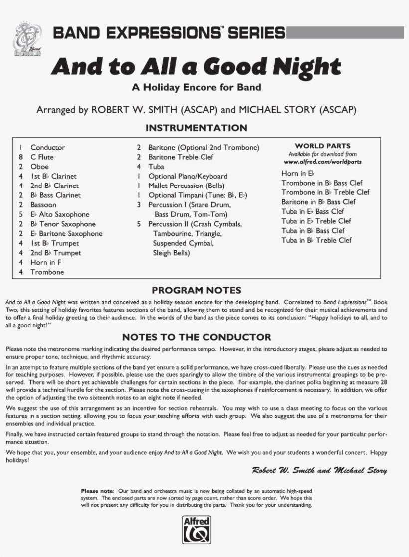 And To All A Good Night Thumbnail - Alfred Music, transparent png download