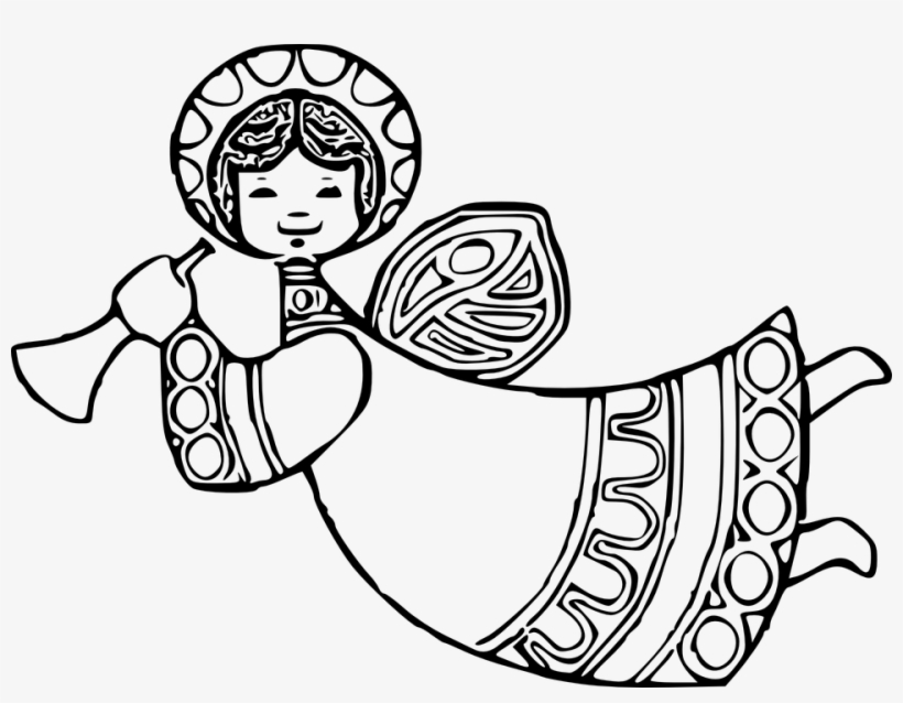 Svg Transparent Stock Archangel Drawing Black And White - Angels Clipart Black And White, transparent png download