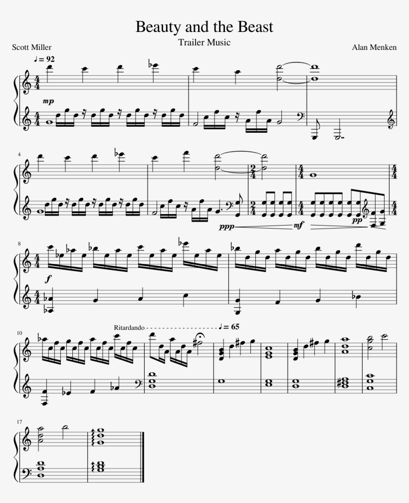 Beauty And The Beast - Beauty And The Beast 2017 Sheet Music, transparent png download
