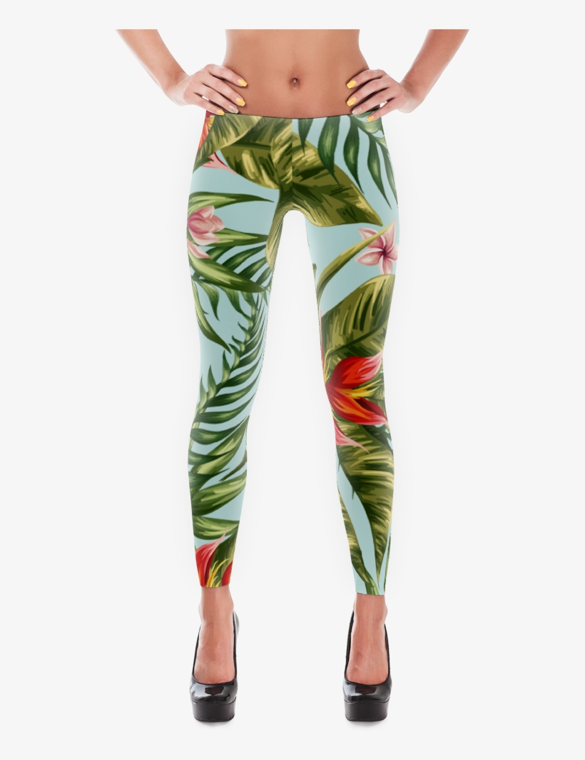 Tropical Floral Pattern Print Leggings - Dallas Cowboys Legging L, transparent png download