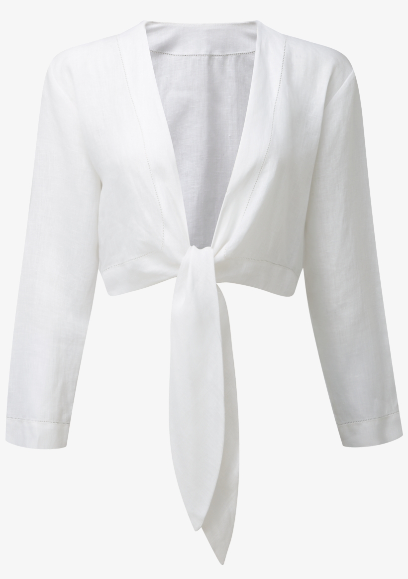Tie White Linen Blouse - Formal Wear, transparent png download
