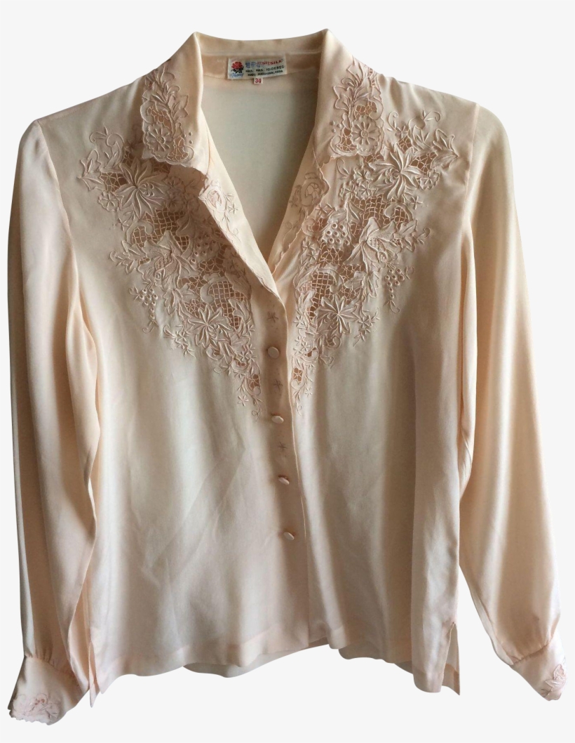 Blouse Png Free Download - Silk Blouse Embroidered Vintage, transparent png download