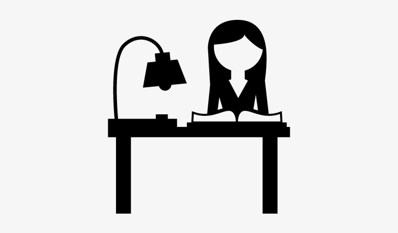 Student Reading On A Desk Vector - Icono De Profesora, transparent png download