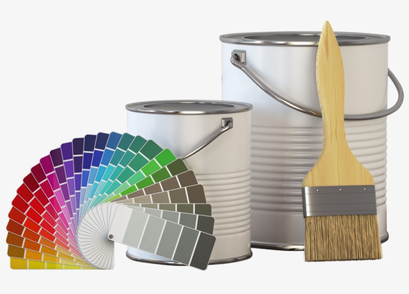 Paint Cans Paint Brush And Color Palette On Wood Pway6fz - Paintbrush, transparent png download