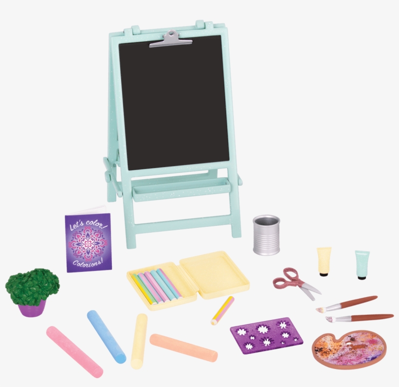 Creative Art Kit 14-inch Doll Art Accessories Easel - Glitter Girls Arts & Crafts Set, transparent png download