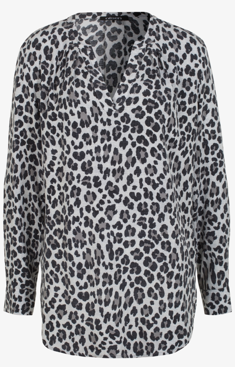 Blouse Leopard Allover Print - Olsen Blouse Woven Long Sleeves, transparent png download